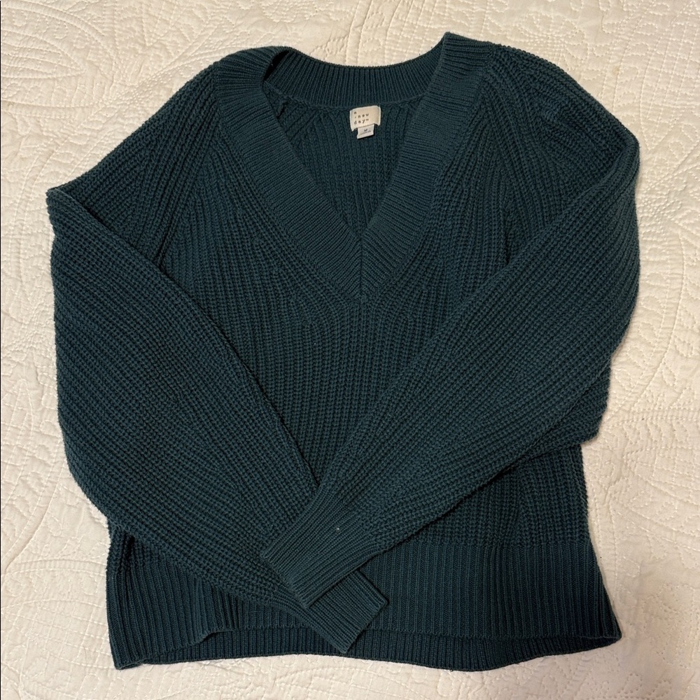 a new day Women's V-Neck Sweater - Dark Green